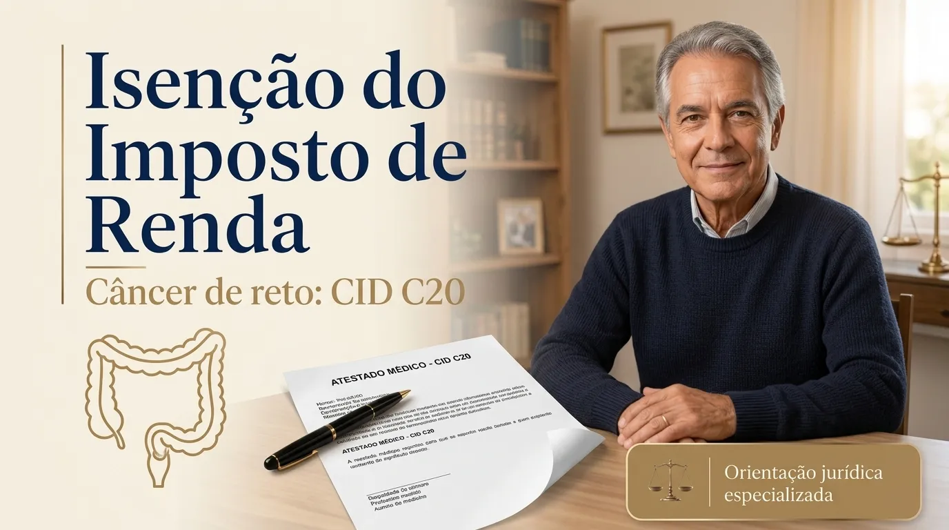 Capa do guia do CID C20: isenção do imposto de renda no câncer de reto, aposentado em casa