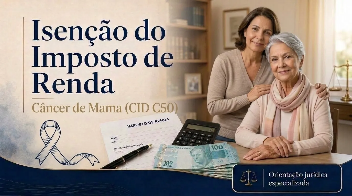 Capa do guia do CID C50: isenção do imposto de renda no câncer de mama, paciente com a filha