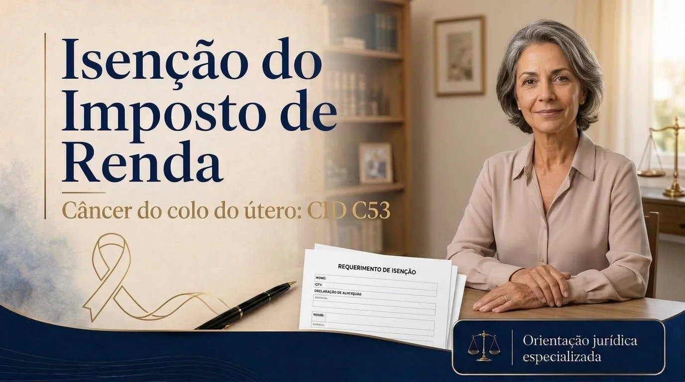 Capa do guia do CID C53: isenção do imposto de renda no câncer do colo do útero, aposentada em consulta
