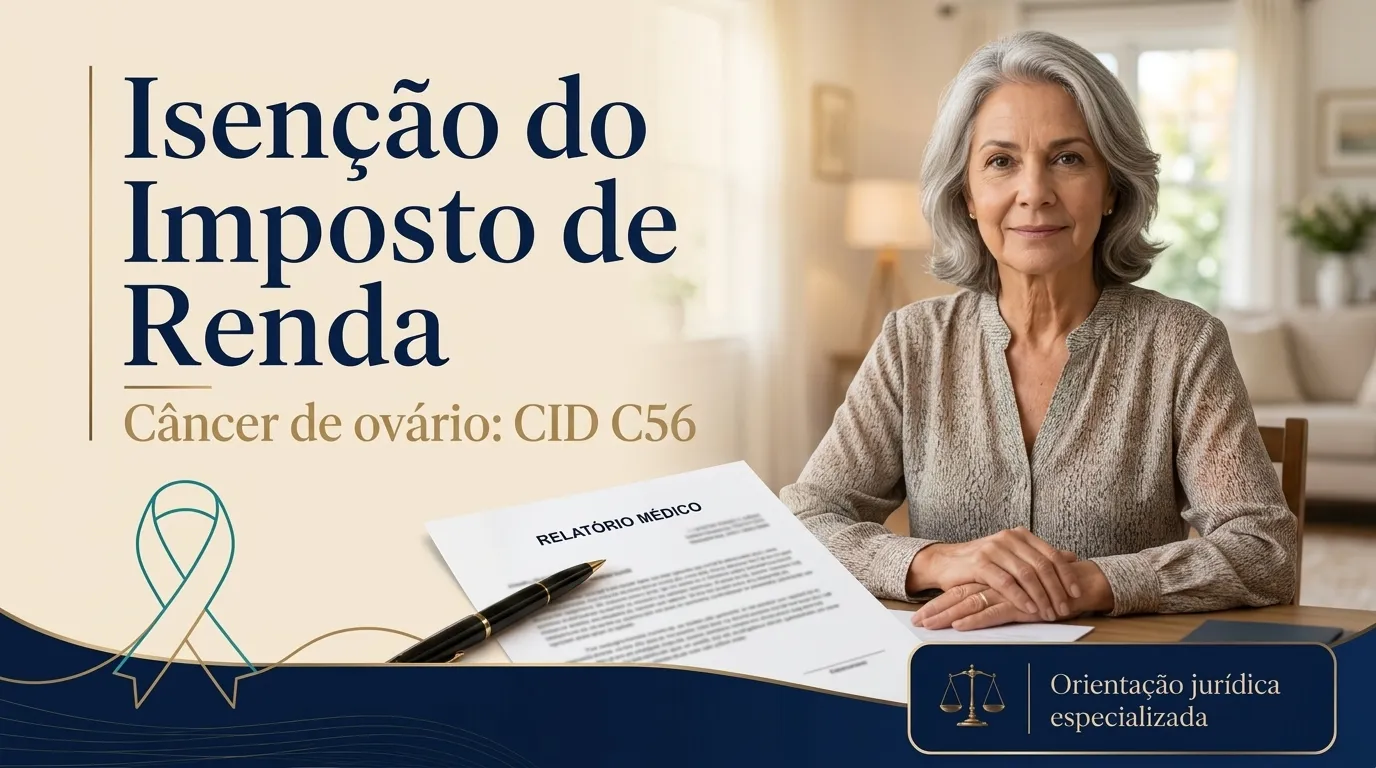 Capa do guia do CID C56: isenção do imposto de renda no câncer de ovário, aposentada acompanhada da filha