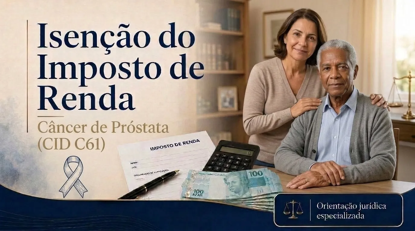 Capa do guia do CID C61: isenção do imposto de renda no câncer de próstata, aposentado com a esposa