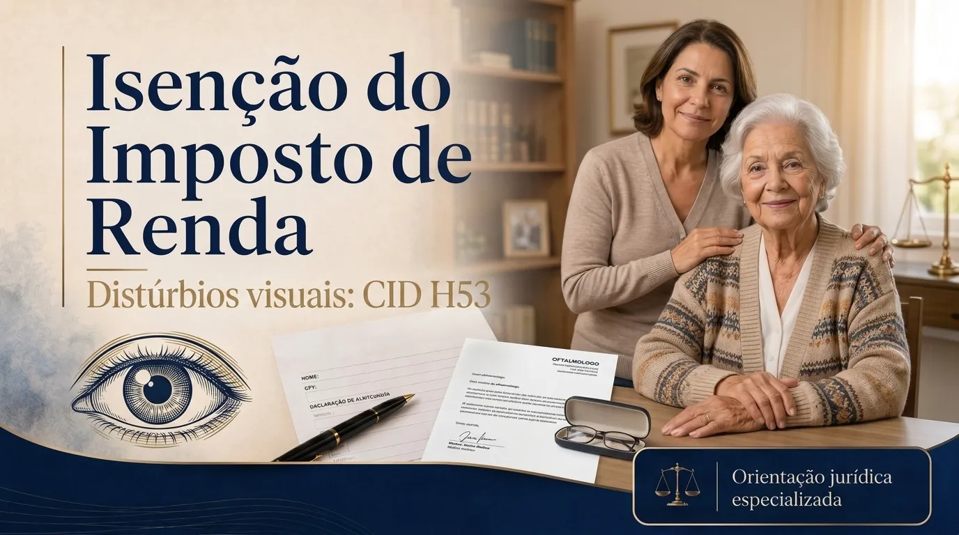 Laudo oftalmológico com o CID H53, aposentado observando o resultado do exame de campo visual