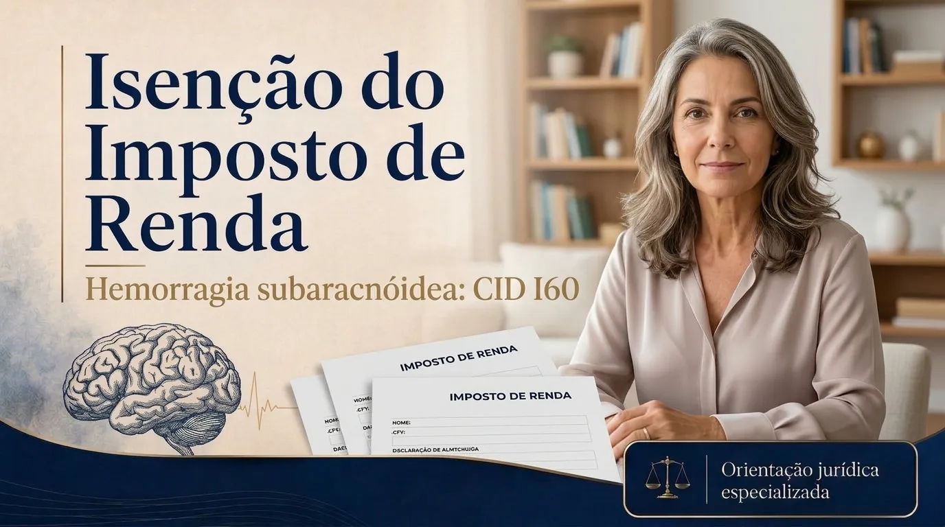Capa do guia do CID I60: isenção do imposto de renda na hemorragia subaracnóidea, idoso em reabilitação apoiado pela filha